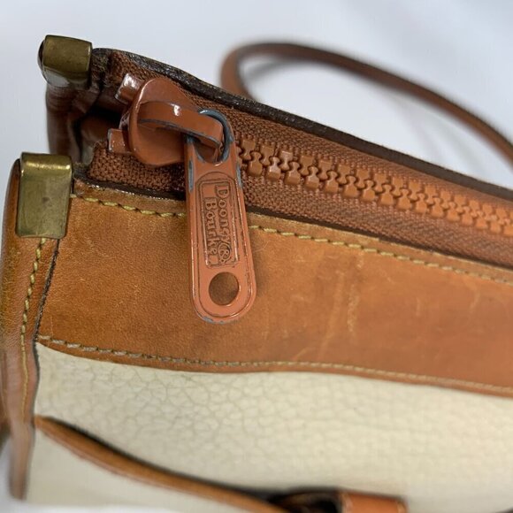 Vintage Dooney & Bourke AWL Shoulder Satchel Zipper Top Case Bone/British Tan - Picture 7 of 16